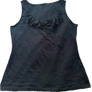 NIC+ZOE Lot Of 2 Black/Coral Ruffled Tank Tops